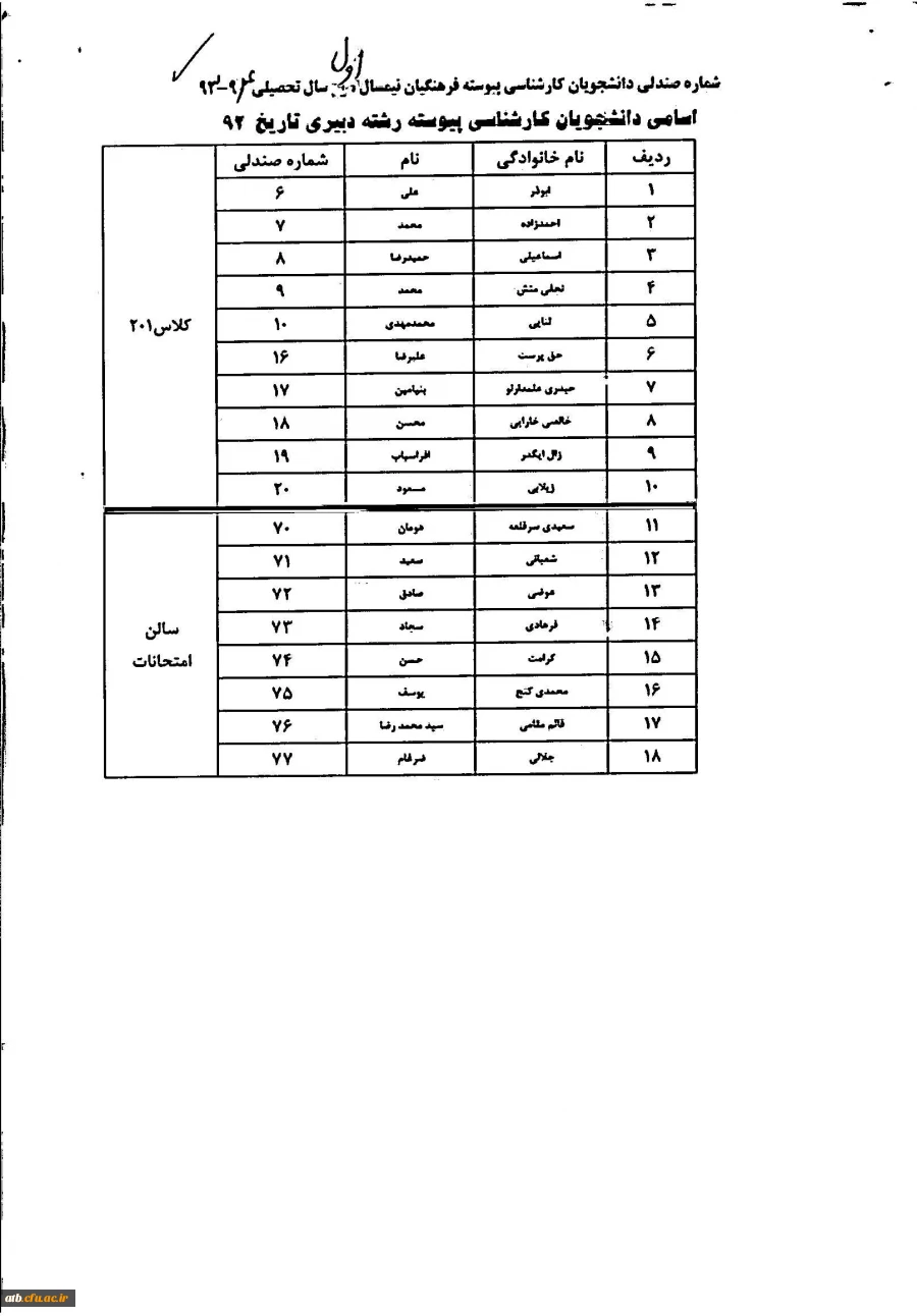شماره صندلی 931 پیوسته