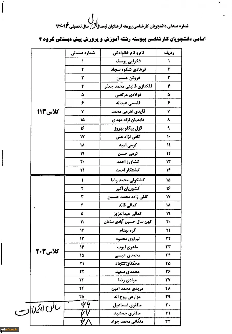 شماره صندلی 931 پیوسته