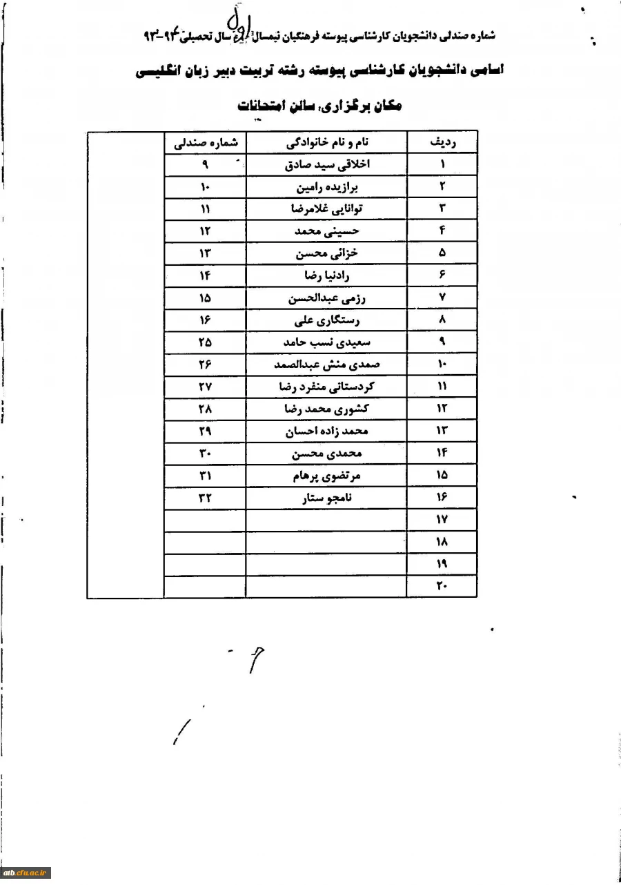 شماره صندلی 931 پیوسته