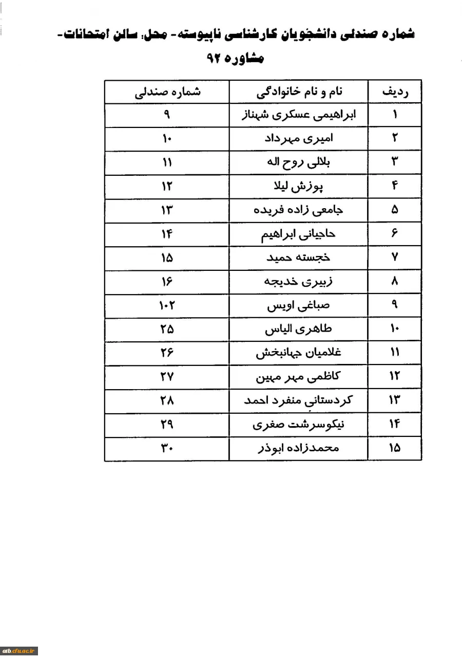 شماره صندلی 931 ناپیوسته