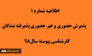 اطلاعیه شماره 1 پذیرفته شدگان آزمون سراسری سال1398